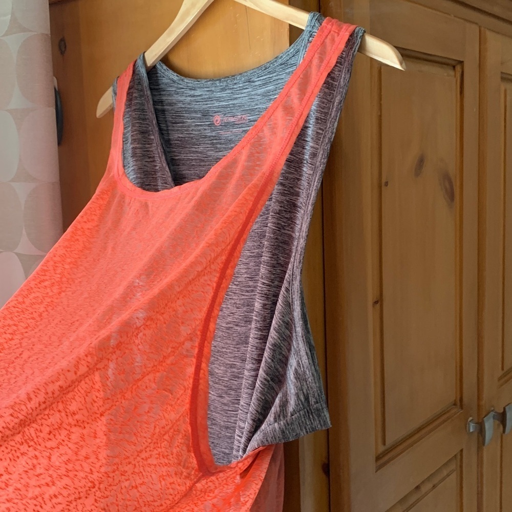 Coral and Gray Athletic Tank Top 1X - Picture 3 of 7